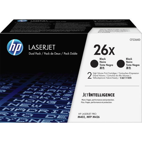 Hewlett-Packard  Toner Cartridge, HP 26X, 9000 Page Yield Each, 2/BX, Black