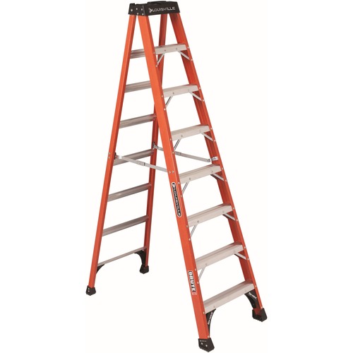 Louisville Ladders  Fiberglass 8' Step Ladder, 300lb Cap, 21"x3-1/2"x50", GY
