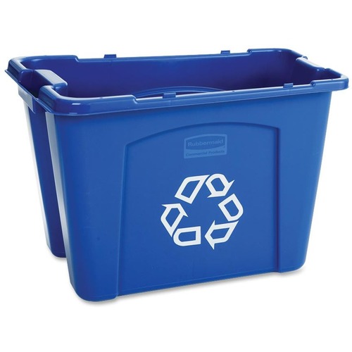 STACKING RECYCLE BIN, RECTANGULAR, POLYETHYLENE, 14 GAL, BLUE