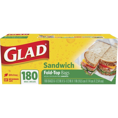 FOLD-TOP SANDWICH BAGS, 6.5" X 5.5", CLEAR, 180/BOX, 12 BOXES/CARTON