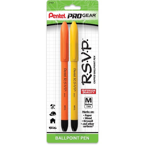 Pentel  Ballpoint Pen, 1.0mm Point, 2/PK, Assorted