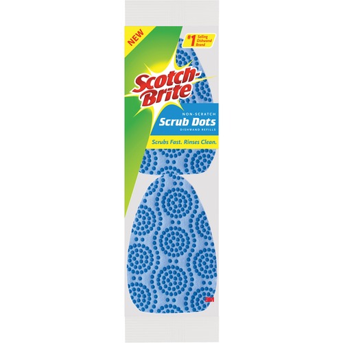 Scrub Dots Non-Scratch Dishwand Refill, 3 1/2 X 4 2/5, Blue, 2/pack, 7 Pks/ct