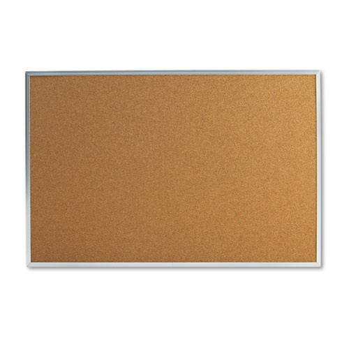 Bulletin Board, Natural Cork, 36 X 24, Satin-Finished Aluminum Frame