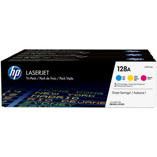 Hewlett-Packard  Toner Cartridge, HP128A, 1300 Page Yield, 3/BX, CY/MA/YW