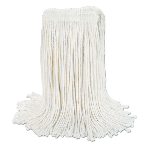 Banded Rayon Cut-End Mop Heads, White, 24 Oz, 1 1/4" Headband, 12/carton