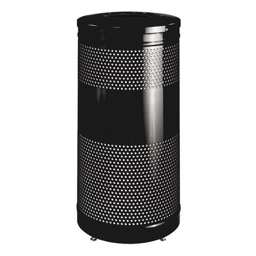 Rubbermaid Commercial Products  Trash Receptacle, Steel, 25 Gallon, 18"x35-1/2", Black