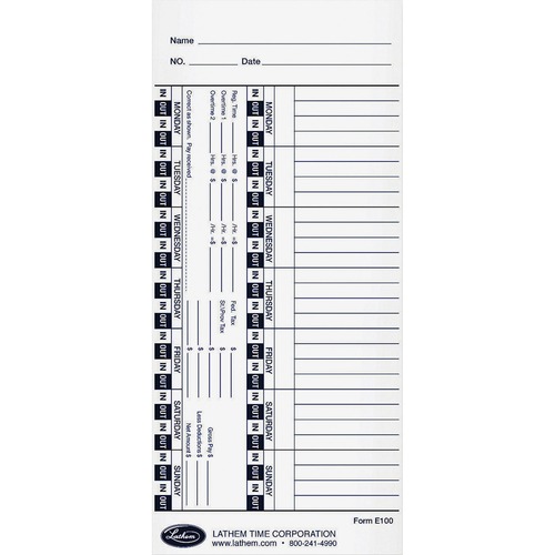 TIMECARDS,UNIVERSAL,100PK