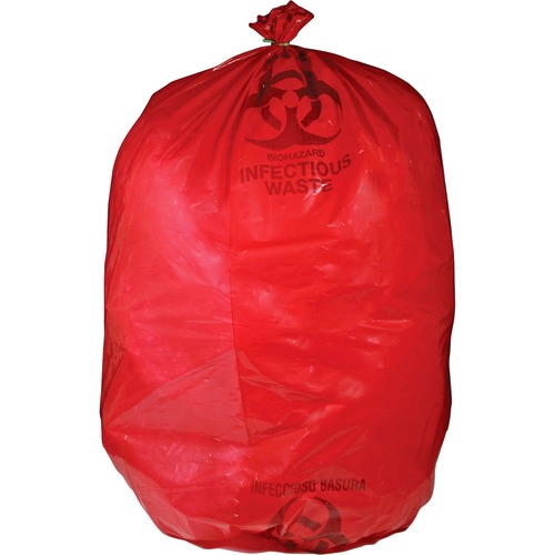 MHMS  Biohazard Waste Bag,30-33 Gallon,31"x43",50/BX,Red