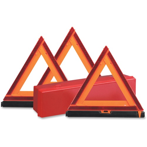 Deflecto  Emergency Warning Triangle Kit, w/3 Warnings, Orange/Red