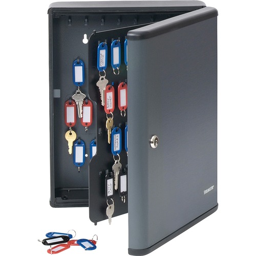 Security Key Cabinets, 90-Key, Steel, Charcoal Gray, 12 X 4 1/4 X 14 3/4