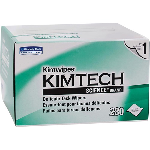 Kimwipes, Delicate Task Wipers, 1-Ply, 4 2/5 X 8 2/5, 280/box