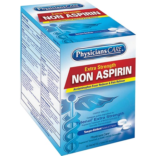 Acme United Corporation  Non Aspirin Pain Reliever Packets, 2/PK, 125/BX