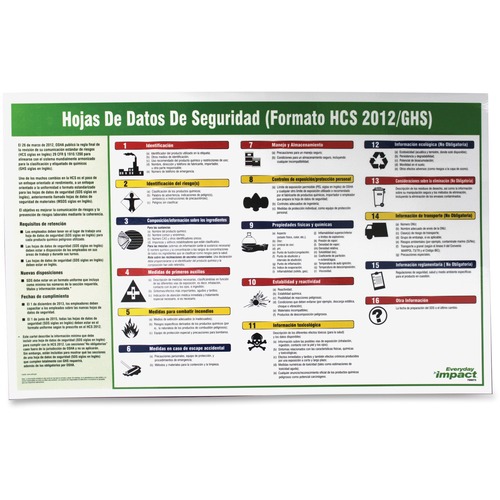 Impact Products  Safety Data Sheet Poster, Spanish, 20"x32", Multi