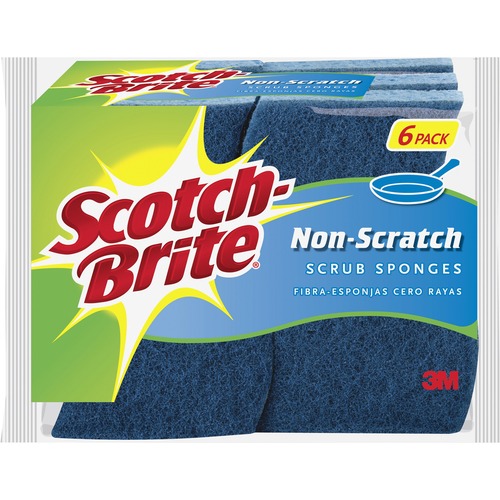 3M  Scrub Sponges, Non-scratch, 4-1/4"x2-3/4"x3/4", 6/PK, Blue