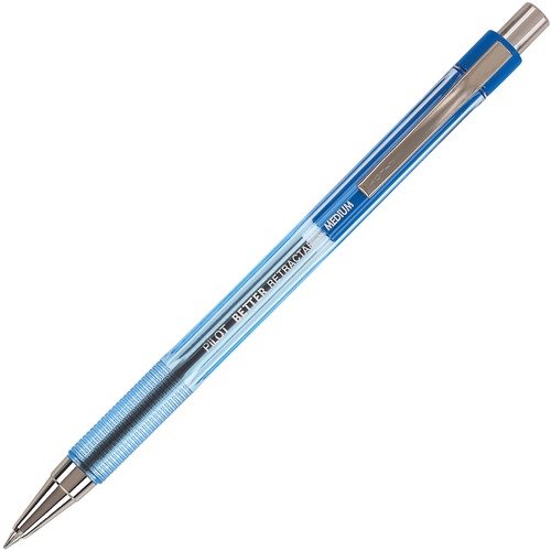 BETTER RETRACTABLE BALLPOINT PEN, MEDIUM 1MM, BLUE INK, TRANSLUCENT BLUE BARREL, DOZEN