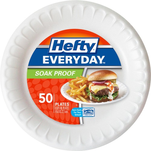 Reynold Food Packaging  Hefty Soak Proof Plates, 8-7/8", 50/PK, White
