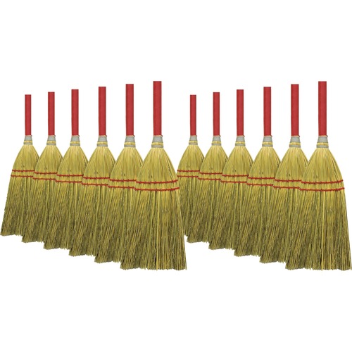 Genuine Joe  Toy Broom, Corn Fiber Bristles, 24"L Handle, 12/CT, Natural