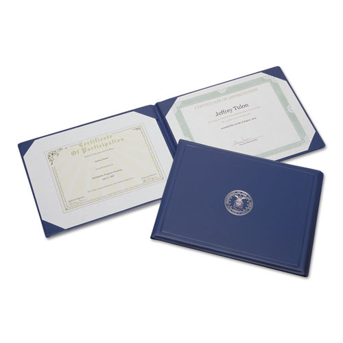 7510001153250 SKILCRAFT AWARD CERTIFICATE BINDER, 8 1/2 X 11, AIR FORCE SEAL, BLUE/SILVER