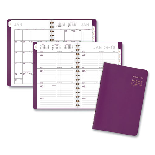 CONTEMPORARY WEEKLY/MONTHLY PLANNER, 8.5 X 5.5, PURPLE, 2021