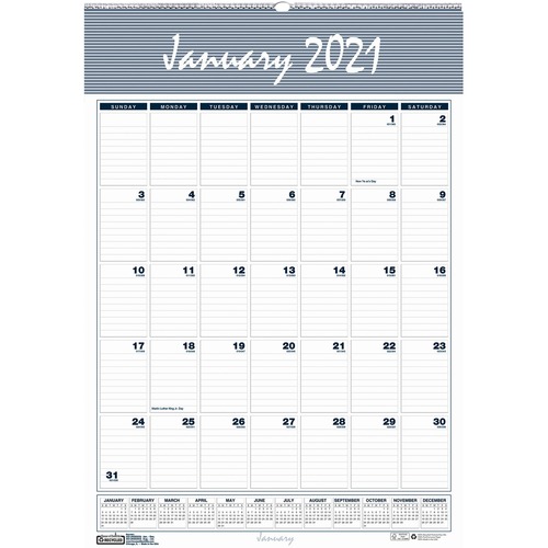 RECYCLED BAR HARBOR WIREBOUND MONTHLY WALL CALENDAR, 8.5 X 11, 2021
