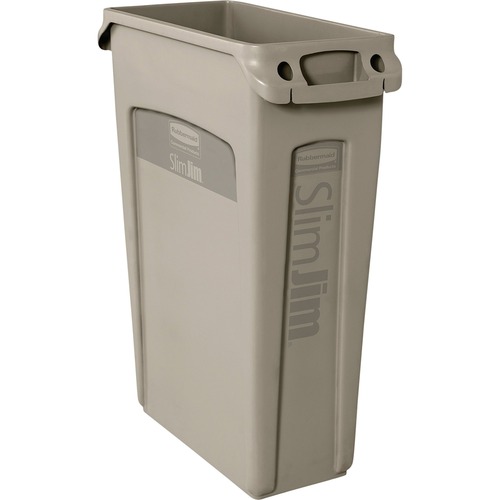 SLIM JIM RECEPTACLE WITH VENTING CHANNELS, RECTANGULAR, PLASTIC, 23 GAL, BEIGE