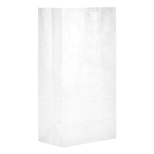 GROCERY PAPER BAGS, 35 LBS CAPACITY, #5, 5.25"W X 3.44"D X 10.94"H, WHITE, 500 BAGS