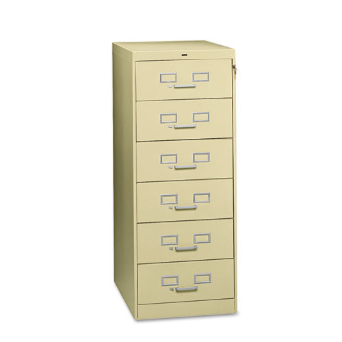 SIX-DRAWER MULTIMEDIA CABINET FOR 6 X 9 CARDS, 21.25W X 28.5D X 52H, PUTTY