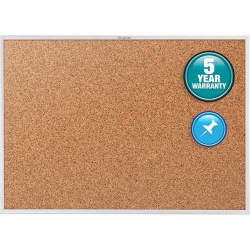 Classic Series Cork Bulletin Board, 48 X 36, Silver Aluminum Frame