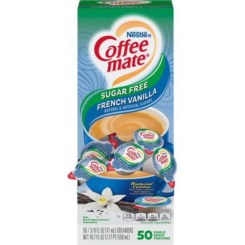 LIQUID COFFEE CREAMER, SUGAR-FREE FRENCH VANILLA, 0.38 OZ MINI CUPS, 50/BOX