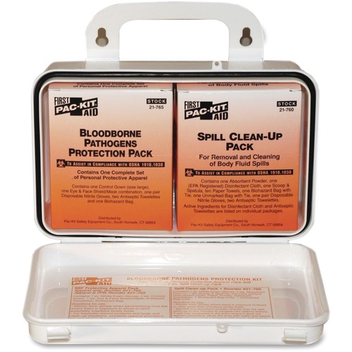 Small Industrial Bloodborne Pathogen Kit, Plastic Case, 4.5"h X 7.5"w X 2.75"d