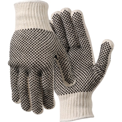 MCR Safety  Work Gloves, PVC Dots On Both Sides, Large, White