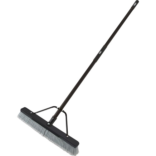 Rubbermaid Commercial Products  Push Broom,w/Scraper,3" Bristles,24"W,1-1/4" Dia Handle