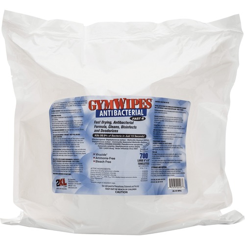 ANTIBACTERIAL GYM WIPES REFILL, 6 X 8, 700 WIPES/PACK, 4 PACKS/CARTON