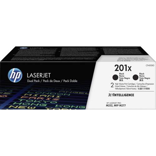 Hewlett-Packard  Toner Cartridge, HP 201X, 2800 Page Yield Each, 2/BX, Black