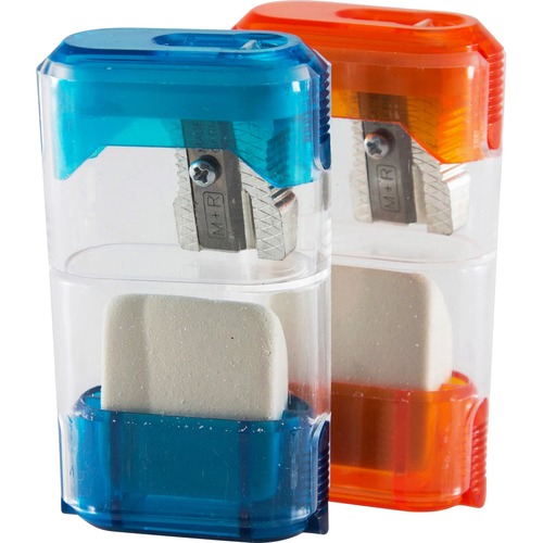 SHARPENER,W/ERASER,AST,20CT