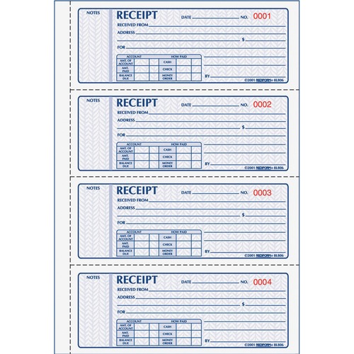 BOOK,RECEIPT,2PT,4 PER PAGE
