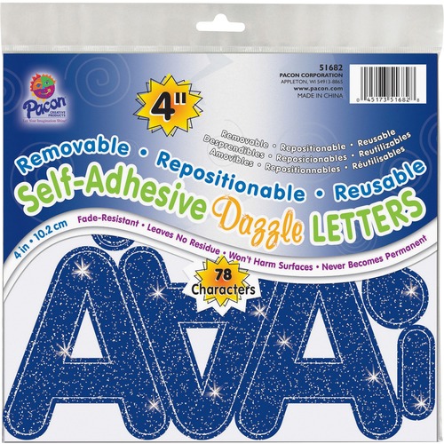 Pacon  Self-Adhesive Dazzle Letters, Repositionable, 4", 78/PK, BE