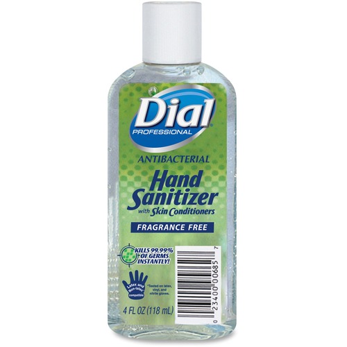 Dial Corporation  Hand Sanitizer, Gel, Flip-Top Bottle, 4oz., 24/CT, Clear