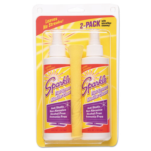 FLAT SCREEN AND MONITOR CLEANER, PLEASANT SCENT, 8 OZ BOTTLE, 2/PACK, 6/CARTON