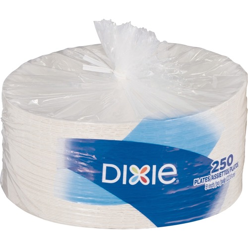 Dixie Foods  Dixie Paper Plates, 9" Dia, 250/PK, White