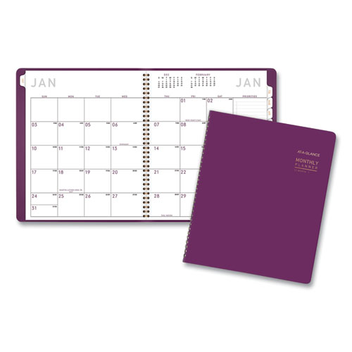 CONTEMPORARY MONTHLY PLANNER, 11 X 9, PURPLE, 2021