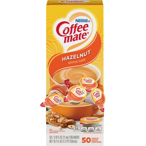 Nestle USA  Liquid Creamers, Hazelnut, 0.38 oz Singles, 50/BX