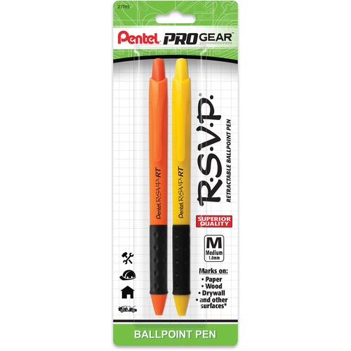 Pentel  Ballpoint Pen, 1.0mm Point, 2/PK, Assorted