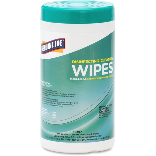 Genuine Joe  Disinfecting Cleaning Wipes, 80 Shts/Tub, Fresh Scent