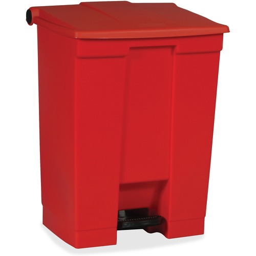 INDOOR UTILITY STEP-ON WASTE CONTAINER, RECTANGULAR, PLASTIC, 18 GAL, RED