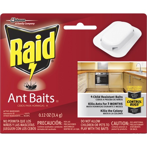 S.C. JOHNSON & SON, INC  Ant Baits, Insecticide, w/Adhesive, Raid, 4/PK, White
