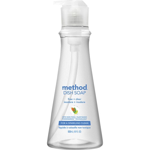 Method Products  Dish Soap, Free and Clear, 18 oz, Clear