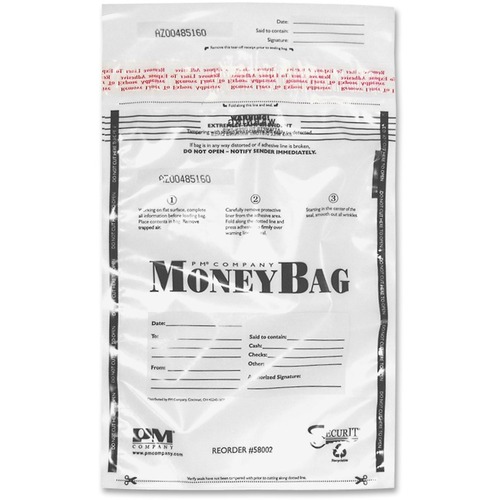 Tamper-Evident Deposit Bags, 12 X 16, Plastic, Clear, 100 Per Pack