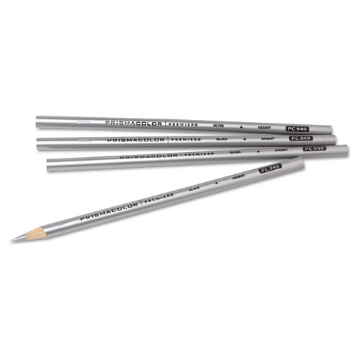 THICK LEAD ART PENCIL, 2B (#1), SILVER LEAD, SILVER BARREL, DOZEN