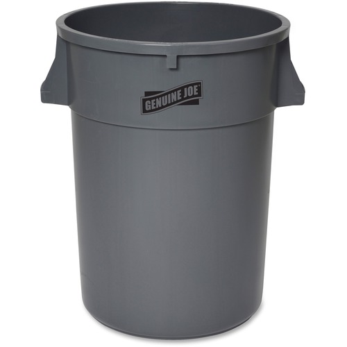 Genuine Joe  Trash Container, Heavy Duty,44 Gal,31.5"x24"x24",4/CT,Gray
